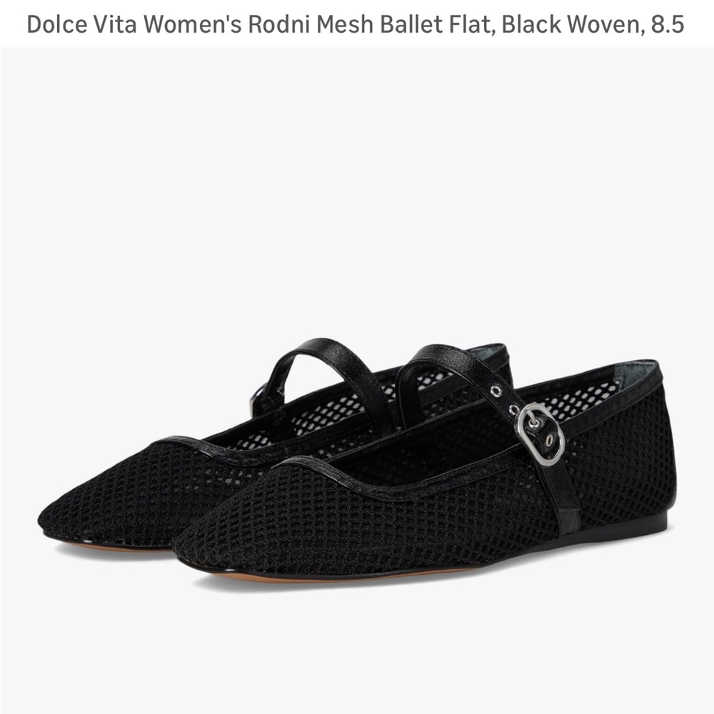 Dolce Vita Black Mesh Pointed Mary Jane Flats
